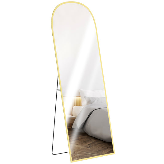 Full Length Mirror with Aluminium Alloy Frame Hanging or Leaning Gold