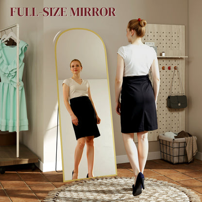 Full Length Mirror with Aluminium Alloy Frame Hanging or Leaning Gold