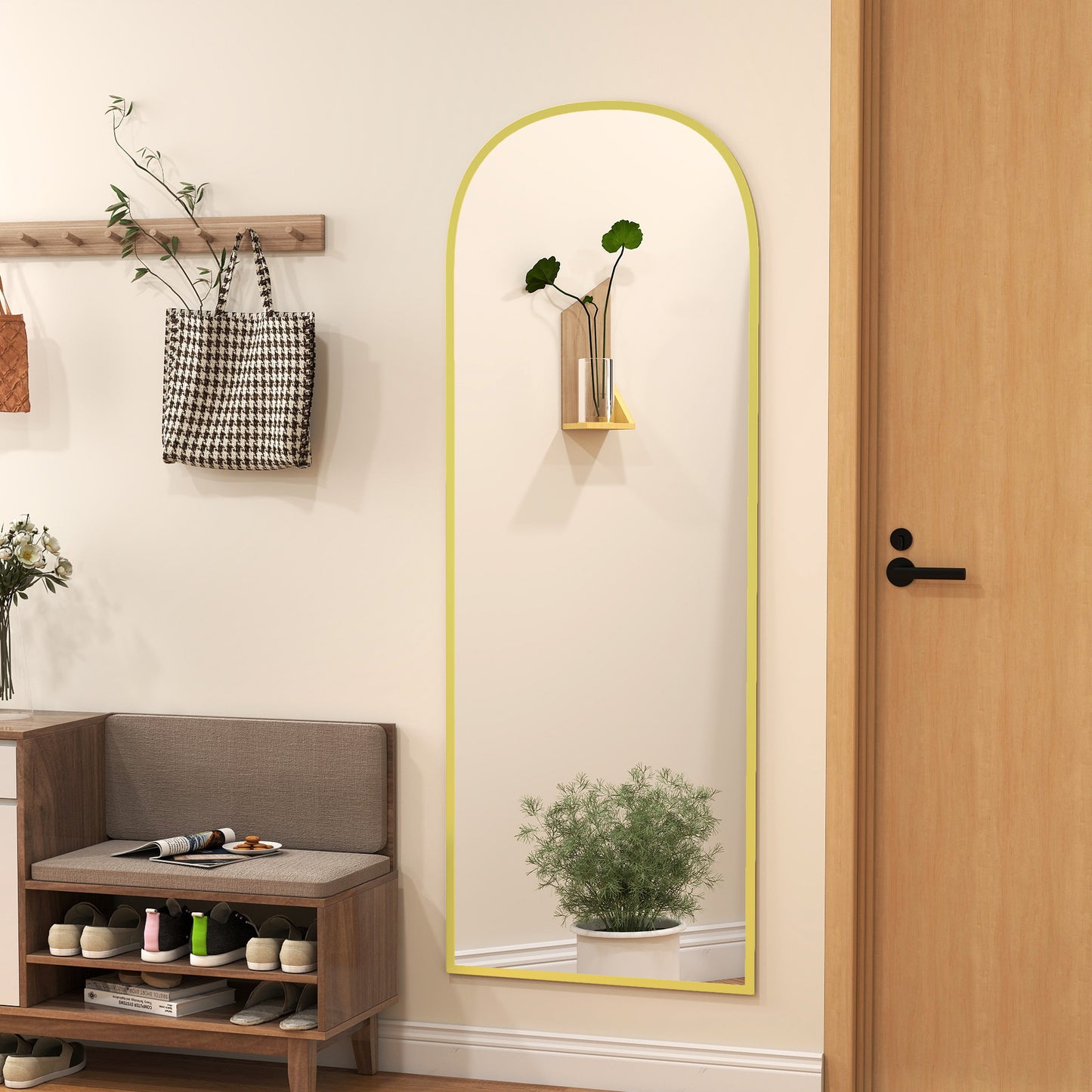 Full Length Mirror with Aluminium Alloy Frame Hanging or Leaning Gold