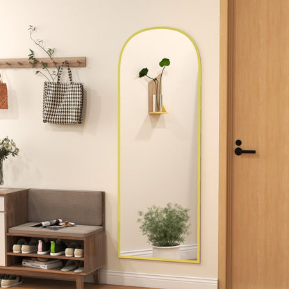 Full Length Mirror with Aluminium Alloy Frame Hanging or Leaning Gold