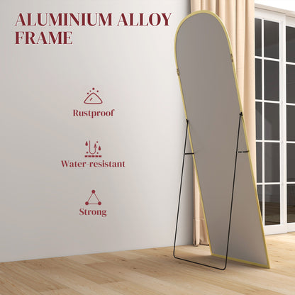 Full Length Mirror with Aluminium Alloy Frame Hanging or Leaning Gold