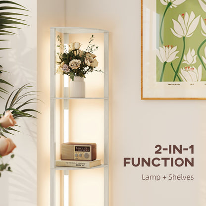 Corner Floor Lamp with Warm White LED Light, Oak