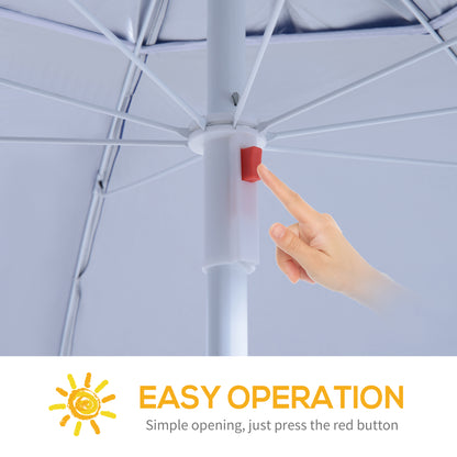 2m Beach Sport Umbrella Parasol-Coated Blue Polyester/Steel