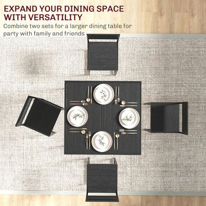 3 Piece Dining Table Set with Metal Frame, Black