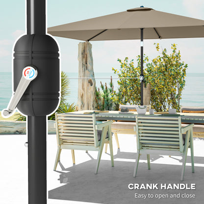 Garden Parasol, Outdoor Umbrella with Tilt Function, Khaki