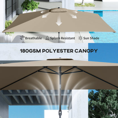 Garden Parasol, Outdoor Umbrella with Tilt Function, Khaki