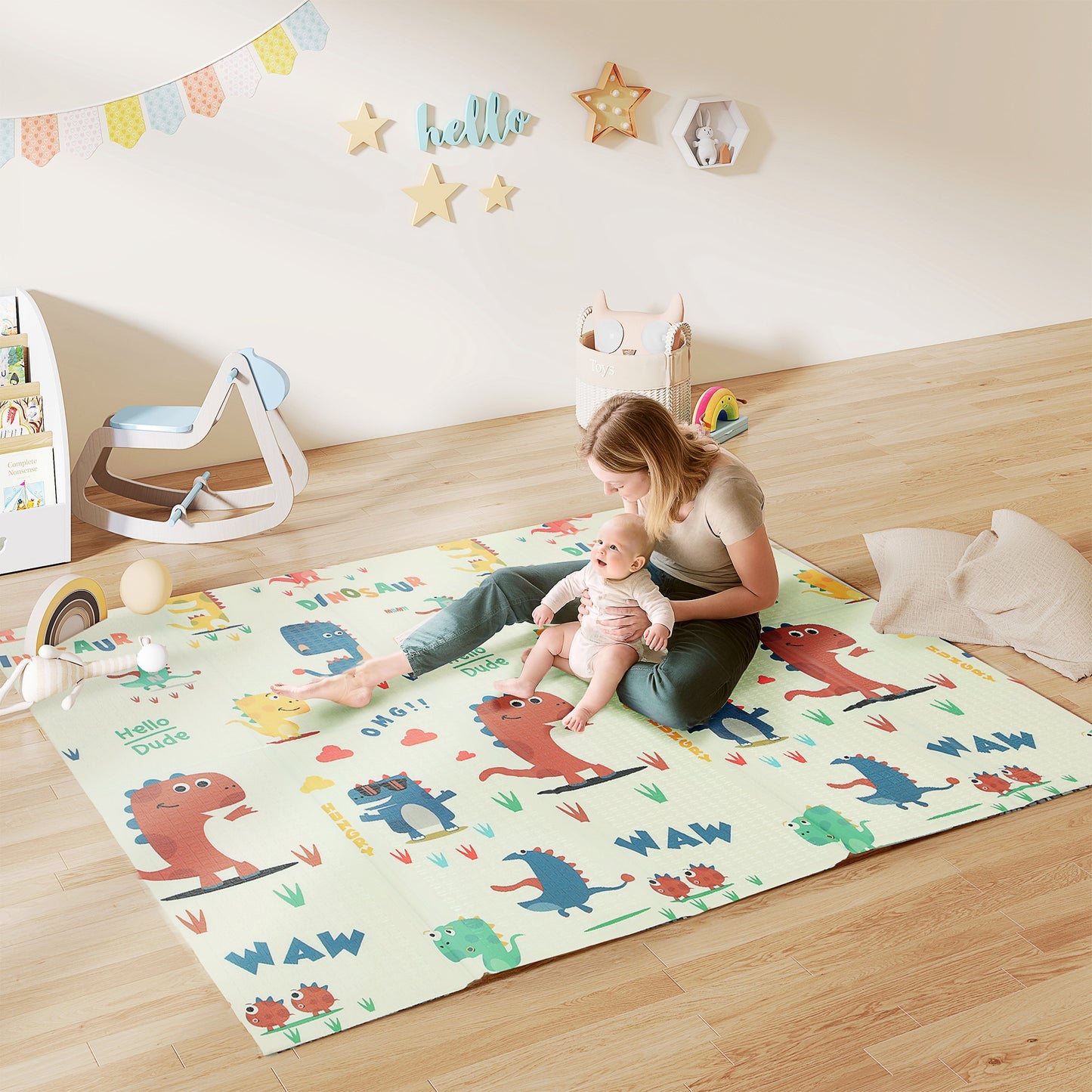 Baby Play Mat, Foldable Activity Playmat, Dinosaur Theme