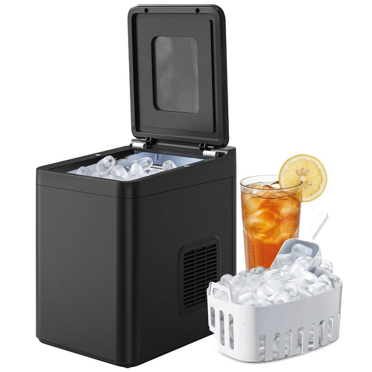 Countertop Ice Maker Machine Compact Ice Cube Maker with Scoop Black