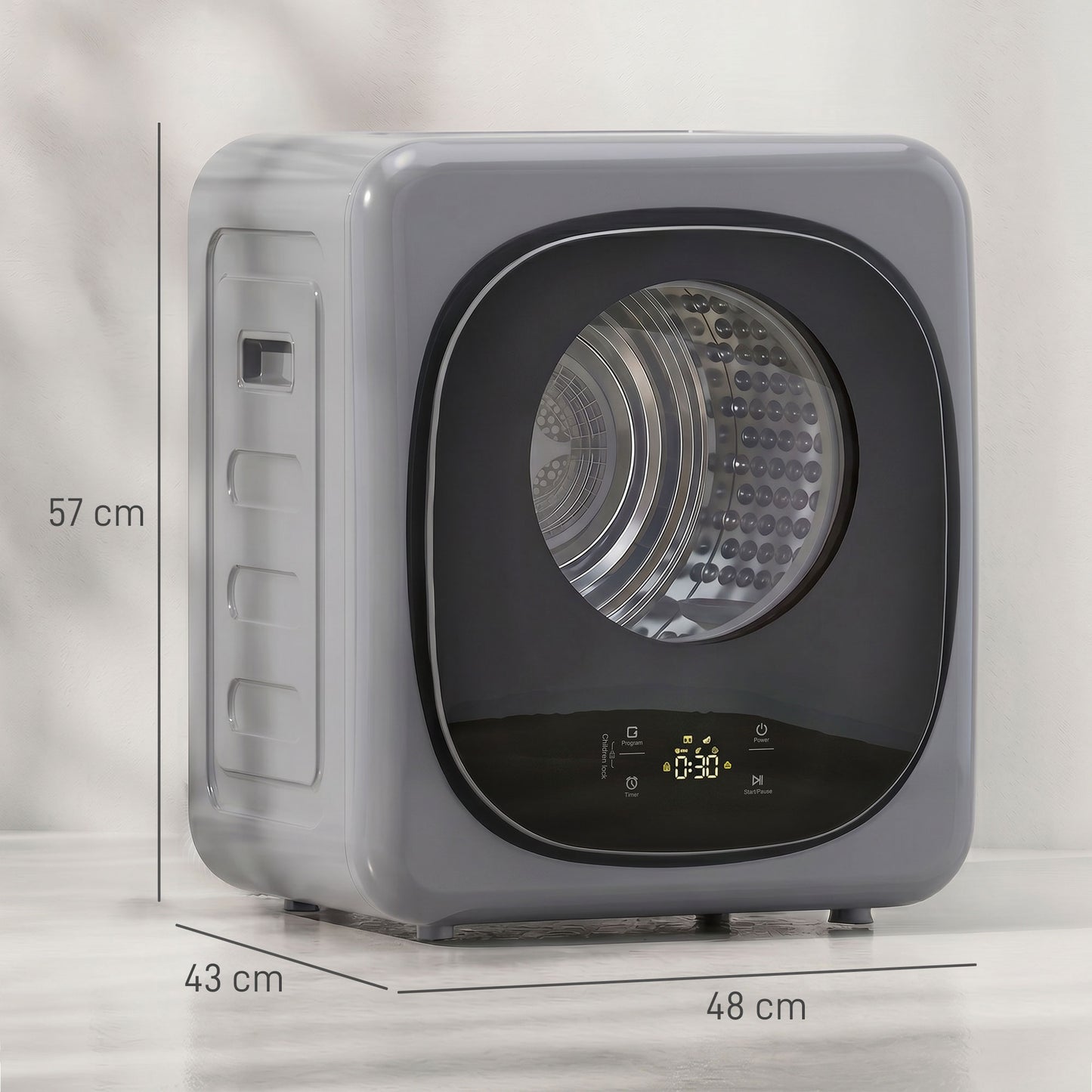 Compact Dryer Machine with 5 Modes, 4kg Small Tumble Dryer, Silver