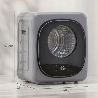 Compact Dryer Machine with 5 Modes, 4kg Small Tumble Dryer, Silver