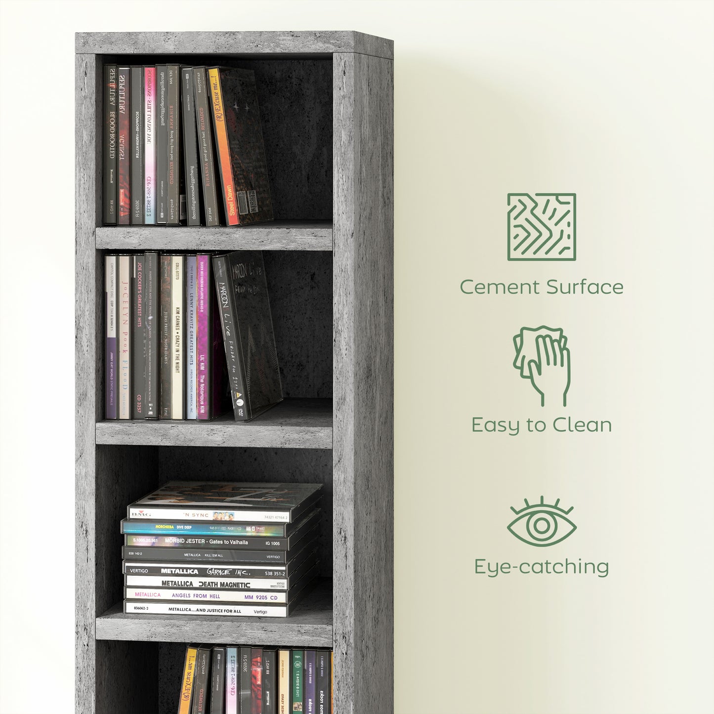 204 CD Storage Tower, Tall Storage Tower with 12 Tiers, Cement Grey