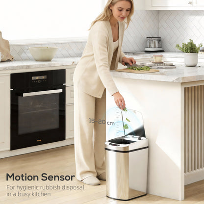 12L Sensor Bin, Automatic Touchless Motion Sensor Kitchen Bin, Silver