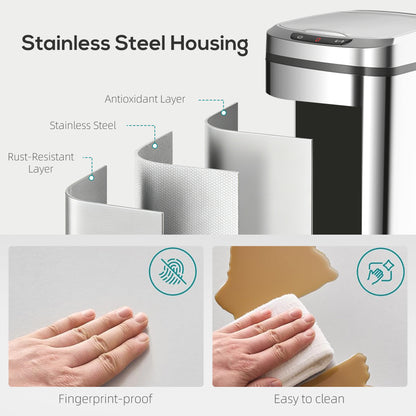 12L Sensor Bin, Automatic Touchless Motion Sensor Kitchen Bin, Silver