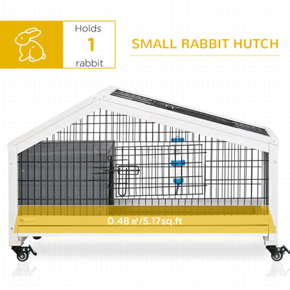 Rabbit Cage with Water Bottle, Wheels, Plastic Slide-Out Tray - Dark Grey
