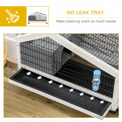 Rabbit Cage with Water Bottle, Wheels, Plastic Slide-Out Tray - Dark Grey