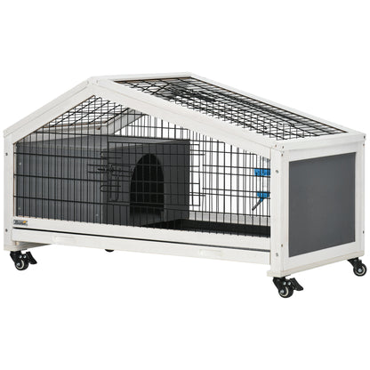 Rabbit Cage with Water Bottle, Wheels, Plastic Slide-Out Tray - Dark Grey
