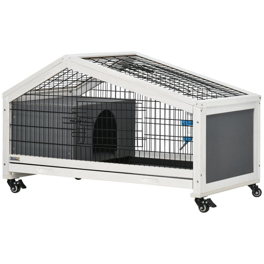 Rabbit Cage with Water Bottle, Wheels, Plastic Slide-Out Tray - Dark Grey