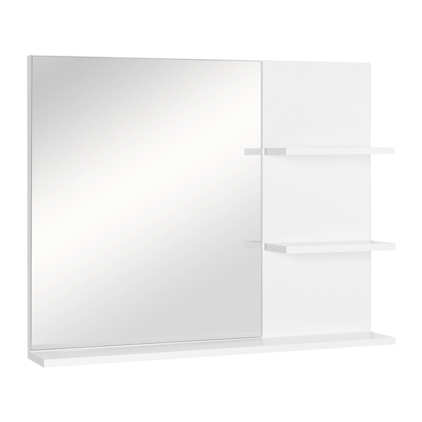 Bathroom Mirror Wall Mount Vanity Mirror with 3 Storage Shelves, White