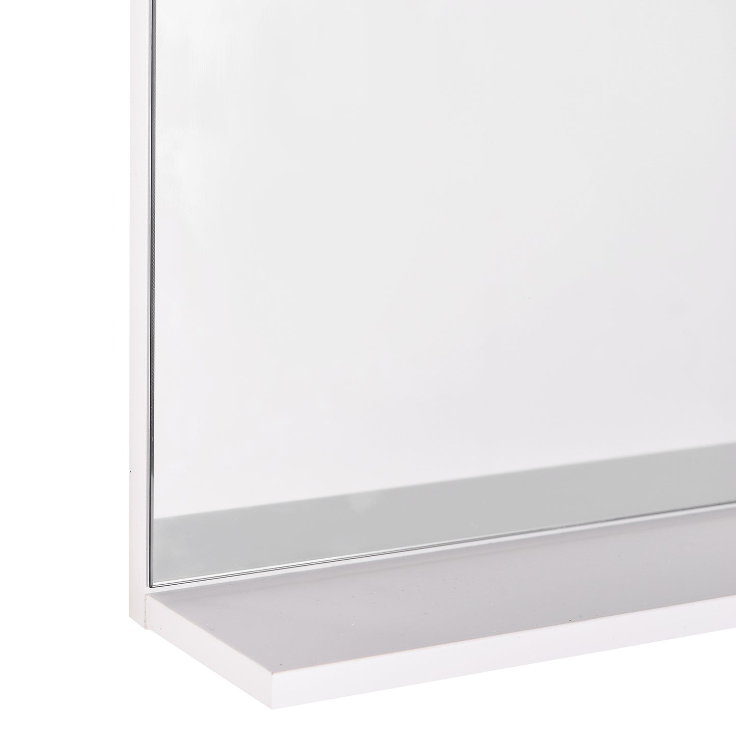 Bathroom Mirror Wall Mount Vanity Mirror with 3 Storage Shelves, White