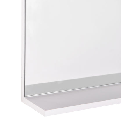Bathroom Mirror Wall Mount Vanity Mirror with 3 Storage Shelves, White