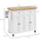 Rolling Kitchen Island Cart with Rubber Wood Top, Spices White