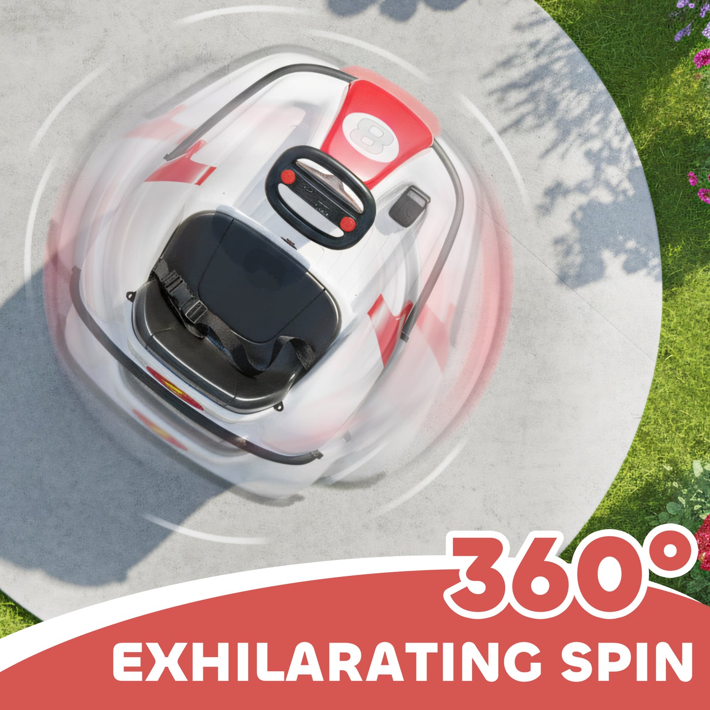 Kids Bumper Car with Game-Inspired Design and Oversized Wheels, 360-Degree Spin Electric Ride on Toy, Dual Motors, Music and Horn for Toddlers, Bumper Car for Kids Ages 37-96 Months, Red