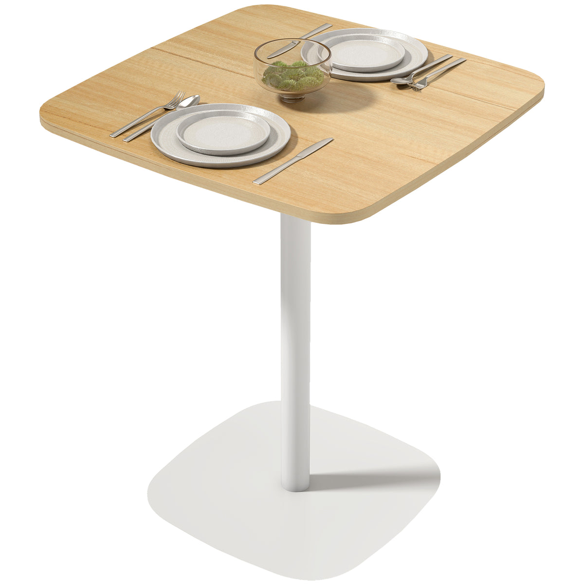 Dining Table for 2, Small Kitchen Table with Wood Veneer Top, Natural