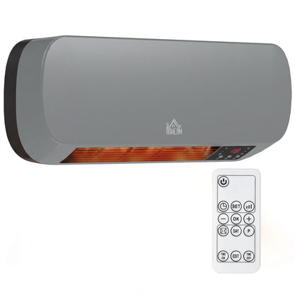 2000W Wall-Mounted Ceramic Heater with Weekly Timer and Remote - Grey