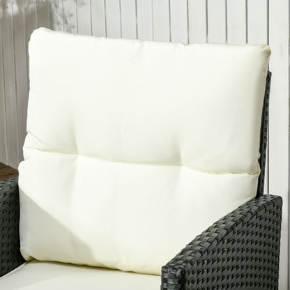 5 Seater Rattan Garden Furniture Set Wicker Armchairs Footstools and Glass Table Patio Rattan  Sets with Cushions, Black