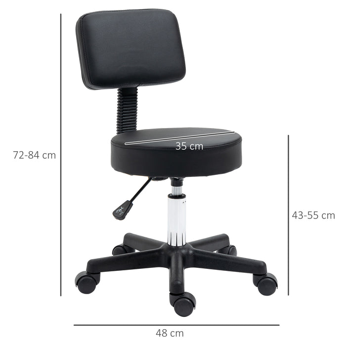 Swivel Salon Chair w/ Padded Seat Back 5 Wheels Adjustable Height Salon Hairdressers Tattoo Spa Rolling Black