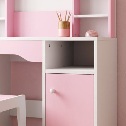 Kids Dressing Table with Stool, Lighted Mirror, Pink