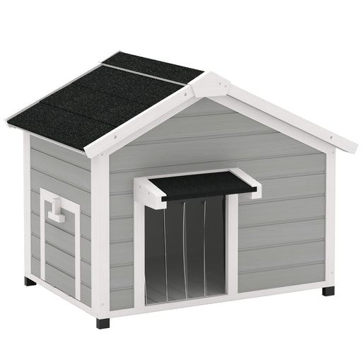 Wooden Dog House with Openable Roof, Removable Floor, Light Grey