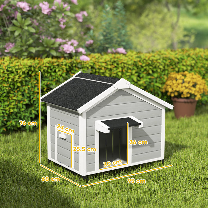 Wooden Dog House with Openable Roof, Removable Floor, Light Grey