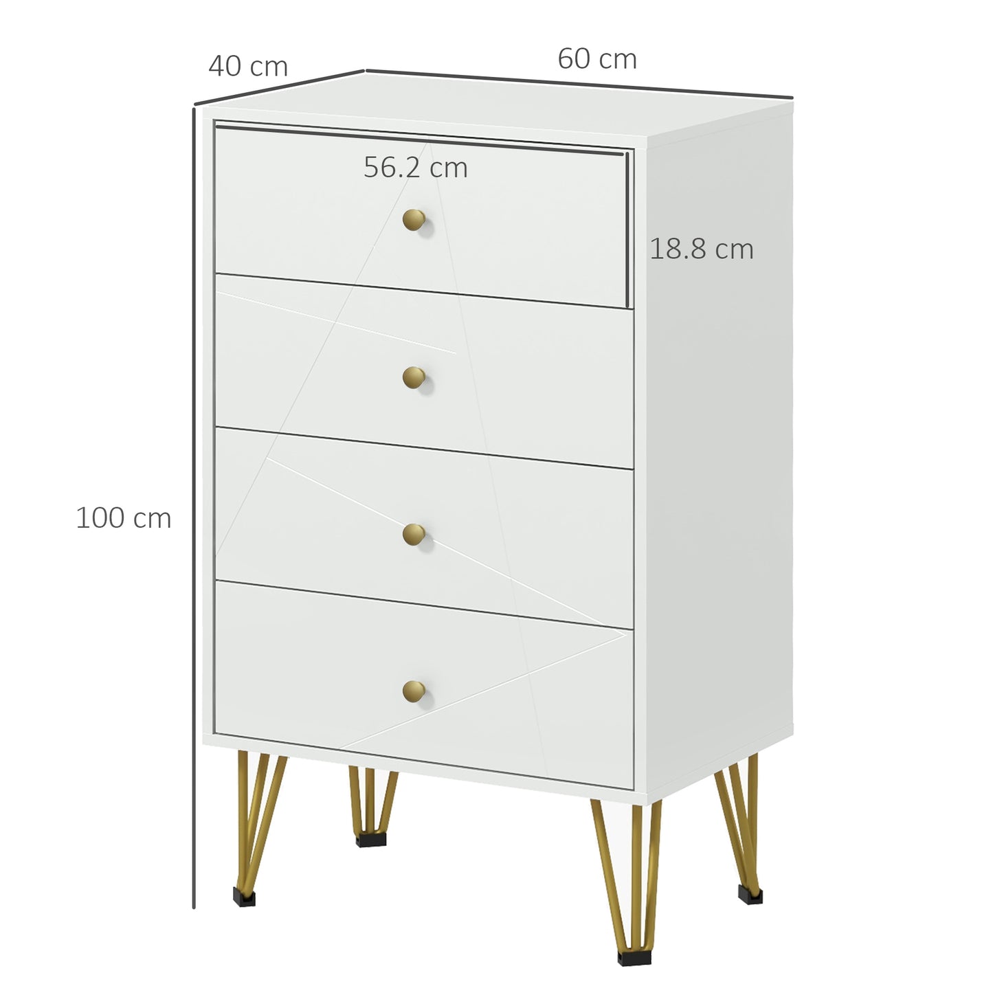 Chest of Drawers, 4 Drawers Dresser Storage Organiser for Bedroom
