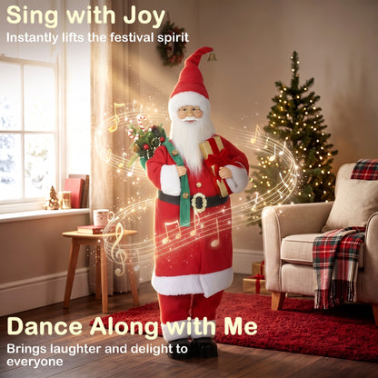 4ft Christmas Singing Dancing Santa Claus with Gift and Sack