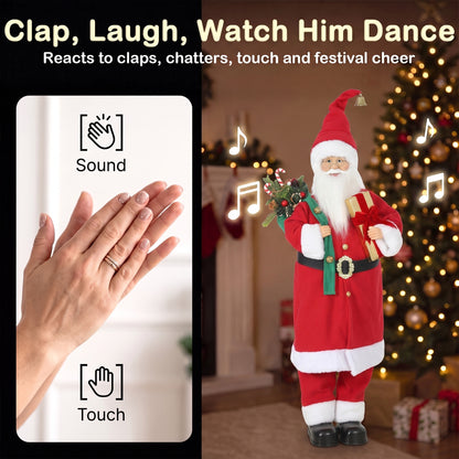 4ft Christmas Singing Dancing Santa Claus with Gift and Sack