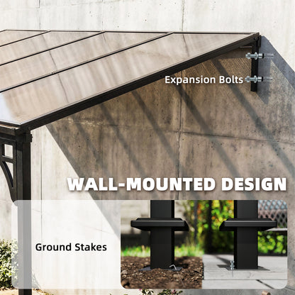 4 x 3 m Metal Lean-to Hardtop Gazebo, Wall-Mounted Pergola