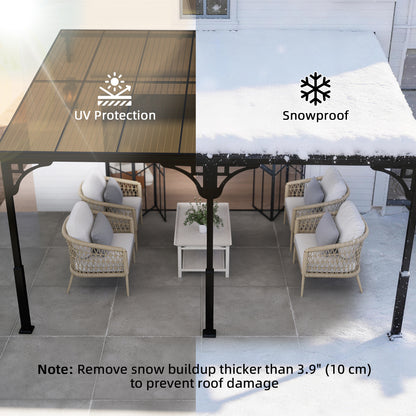 4 x 3 m Metal Lean-to Hardtop Gazebo, Wall-Mounted Pergola