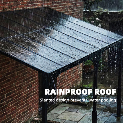 4 x 3 m Metal Lean-to Hardtop Gazebo, Wall-Mounted Pergola