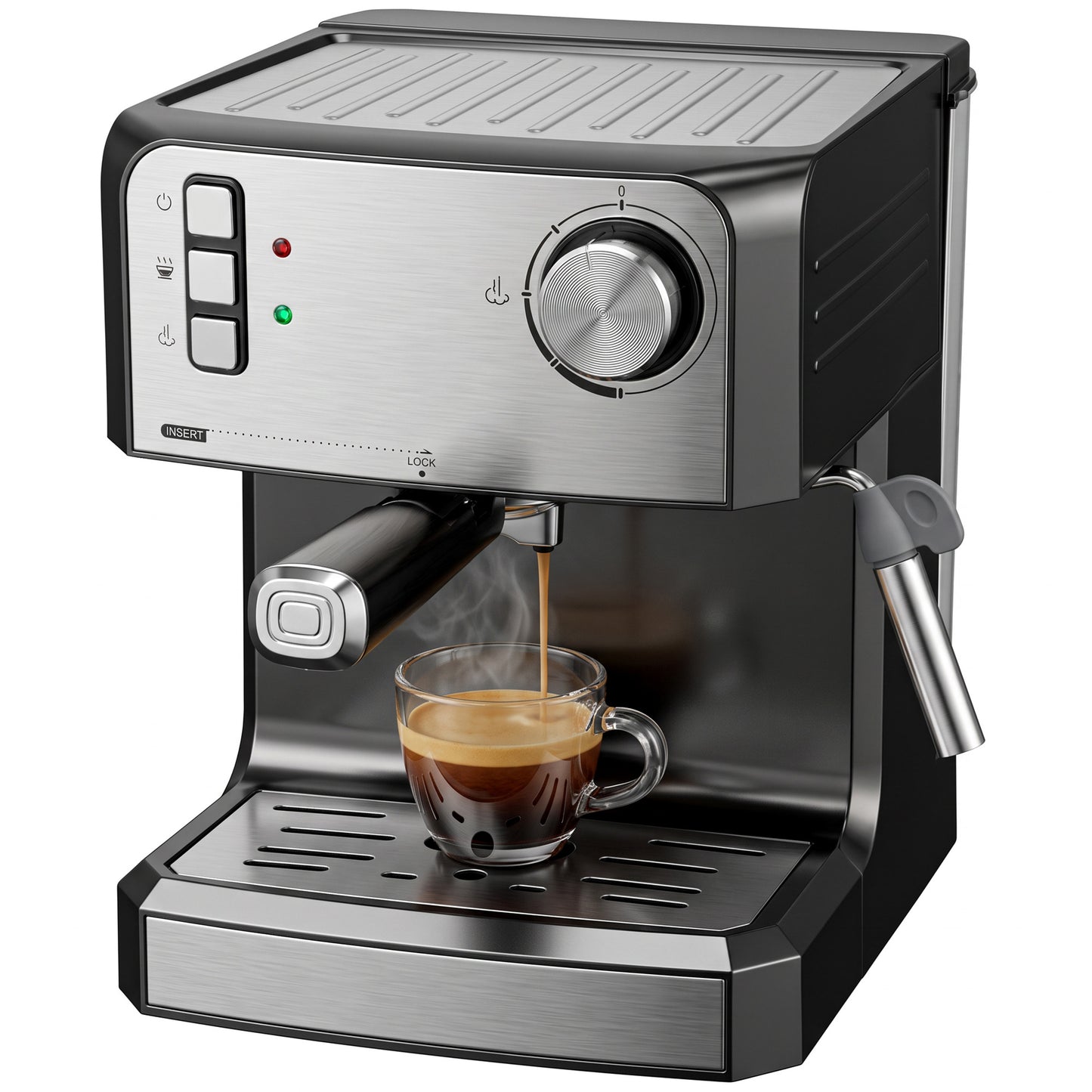 Espresso Machine, 20-Bar, 1.6 L Tank, Black