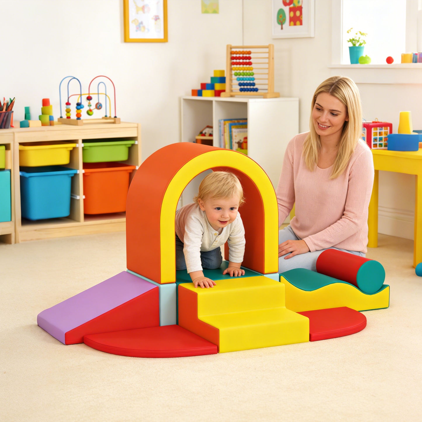 Kids Soft Play Set, 10PCs Soft Play Equipment for Toddlers