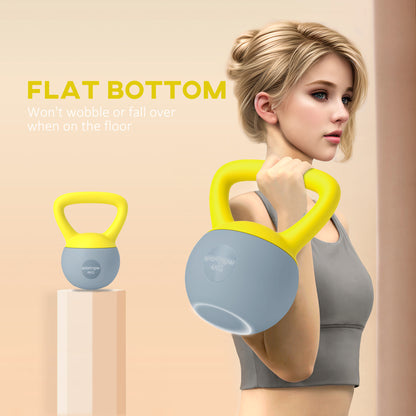 4KG Kettlebell with Soft Body and Non-Slip Handle, Yellow and Grey