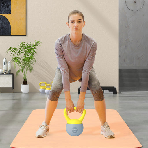 4KG Kettlebell with Soft Body and Non-Slip Handle, Yellow and Grey