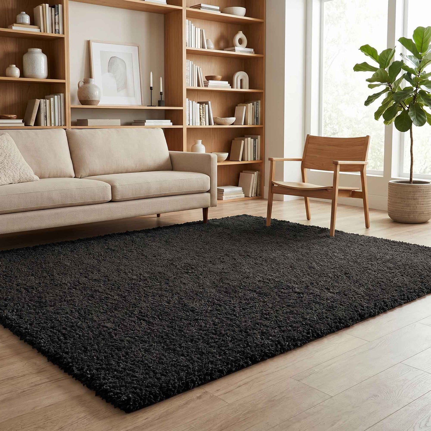 Ainsley Modern Plain Living Room Shaggy Area Rug