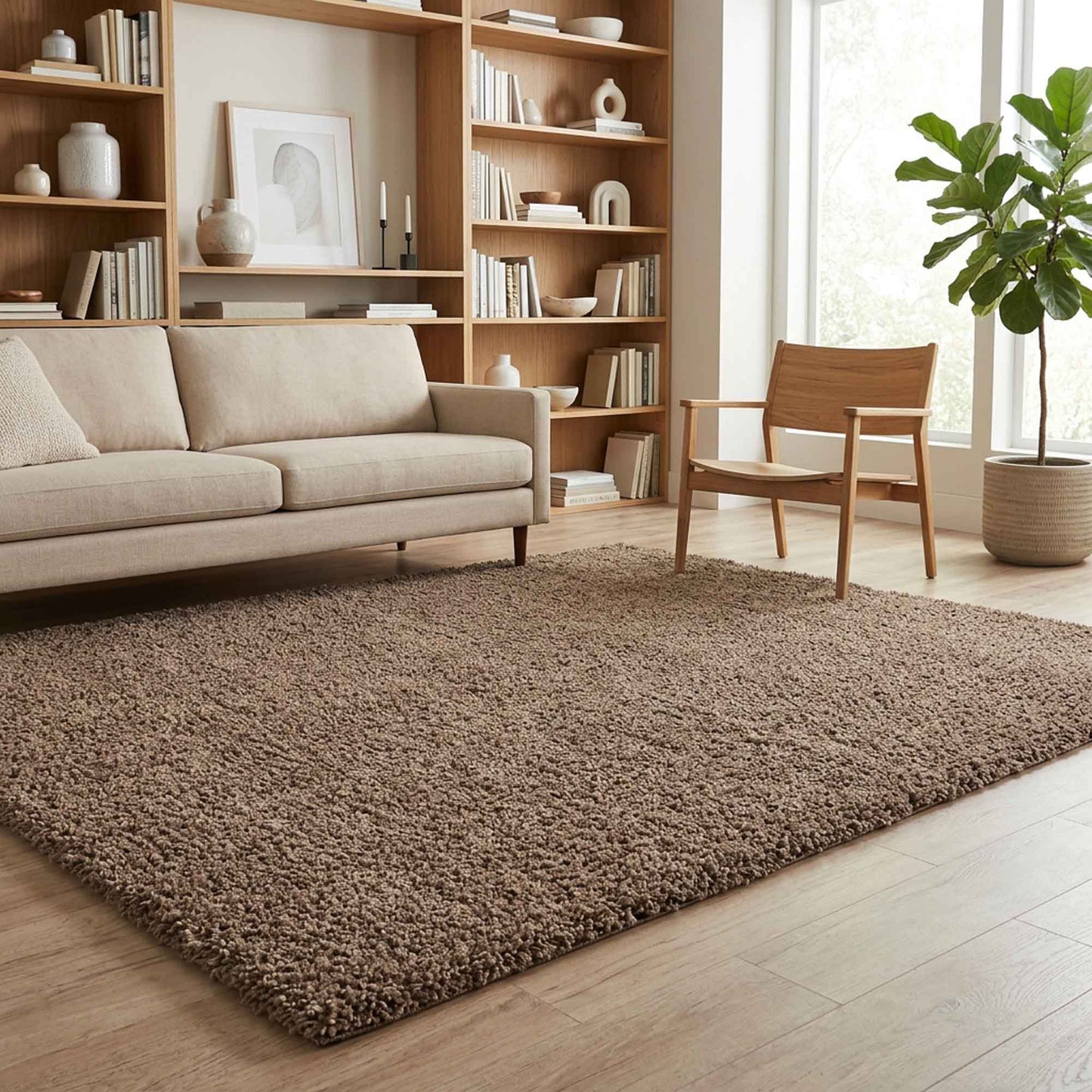 Ainsley Modern Plain Living Room Shaggy Area Rug