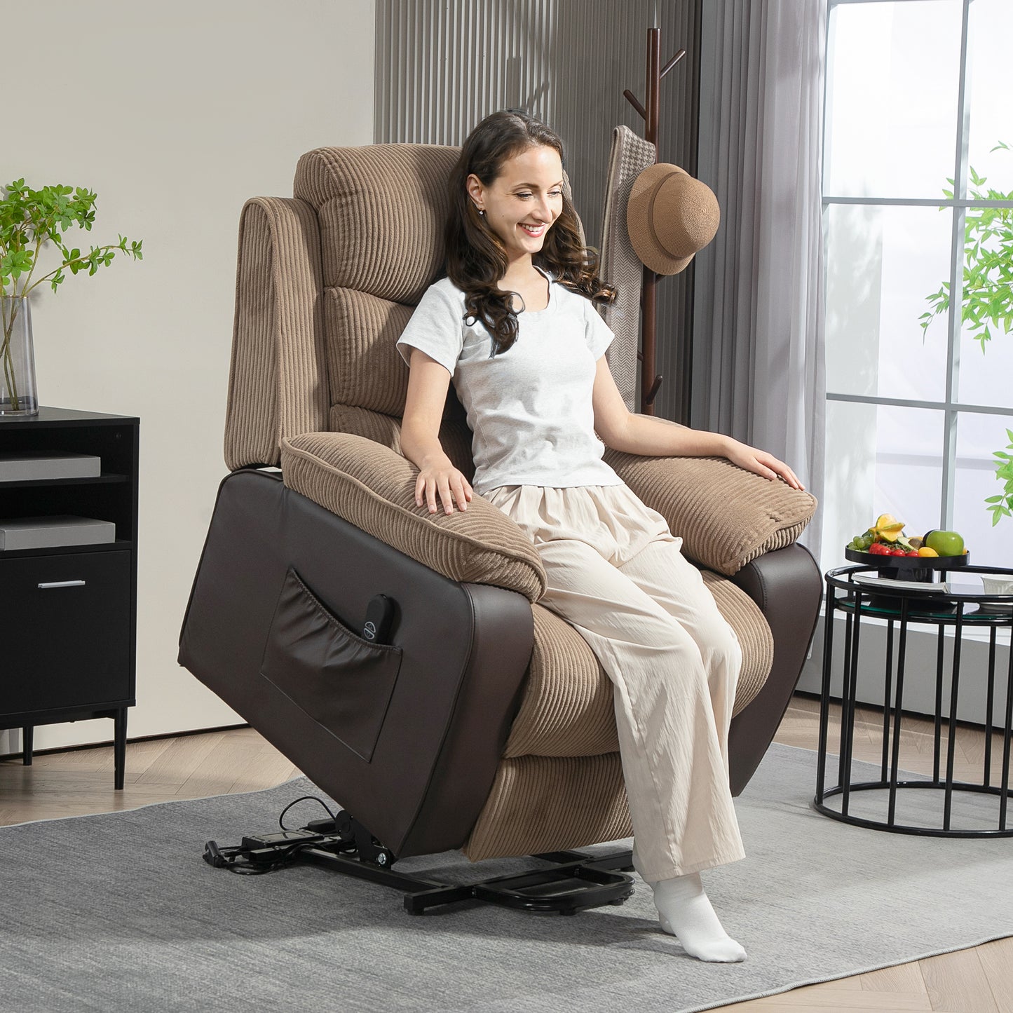 Power Lift Riser and Recliner Chair with Remote Control, Brown