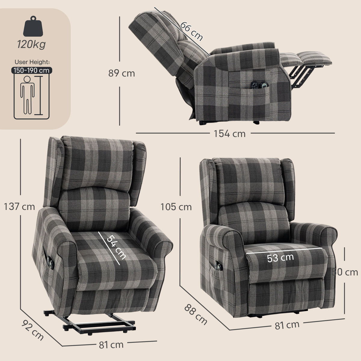 Power Lift Recliner Chair with Vibration Massage and Heat, Grey