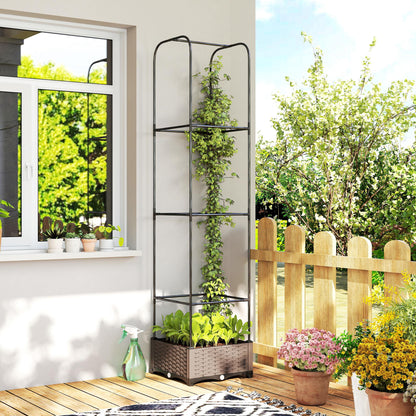 Raised Garden Bed with Trellis and Drainage Holes, Drain Plugs