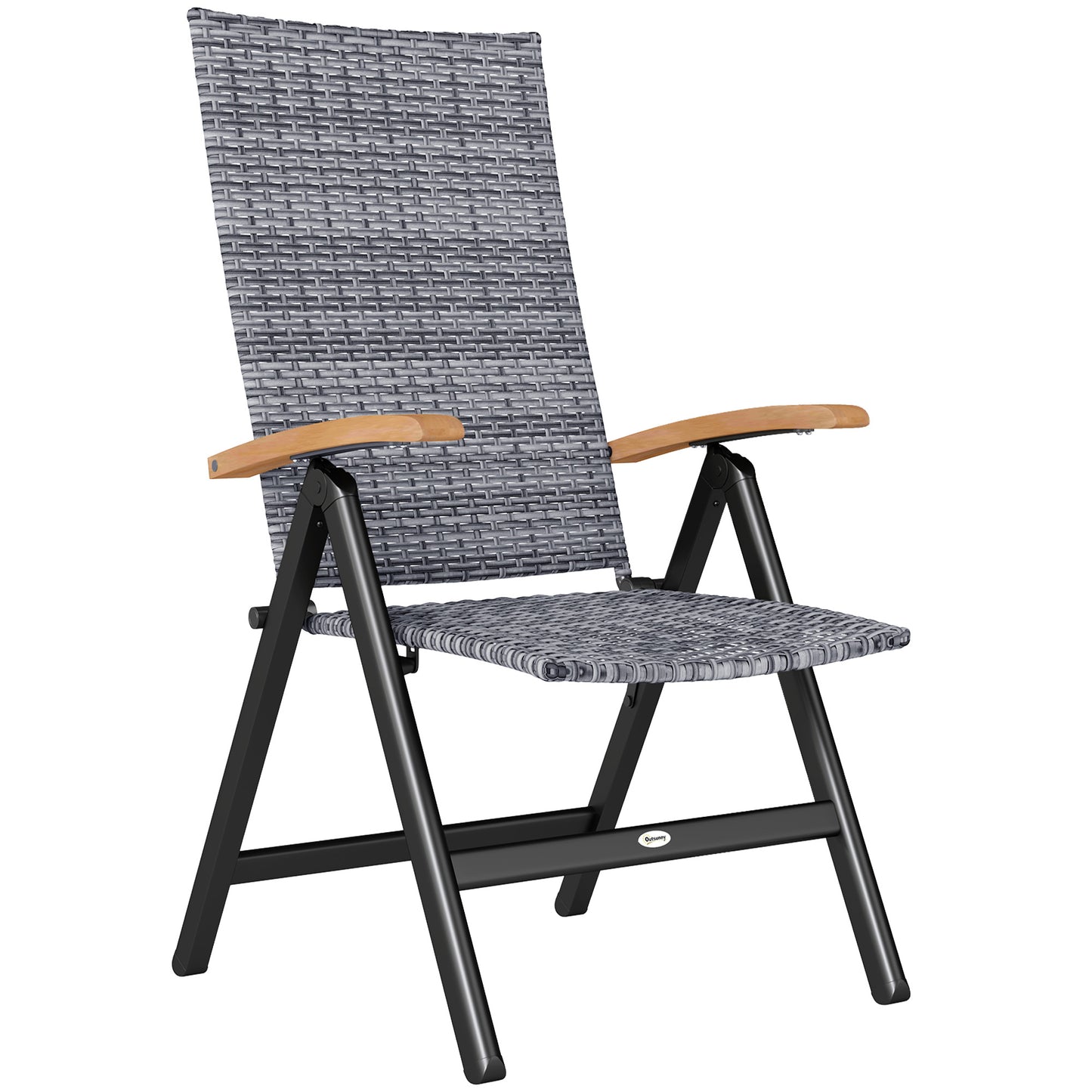 Outdoor Folding Rattan Chair, Dining Chair, Light Grey