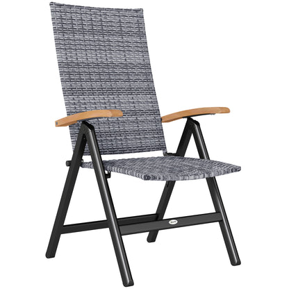 Outdoor Folding Rattan Chair, Dining Chair, Light Grey